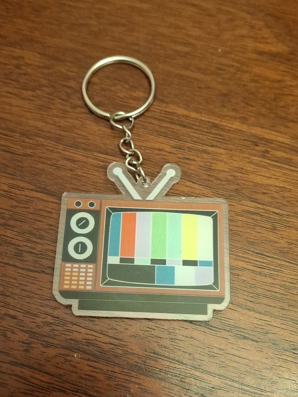 Retro TV Test Pattern Keychain Purse Charm - Multicolor New